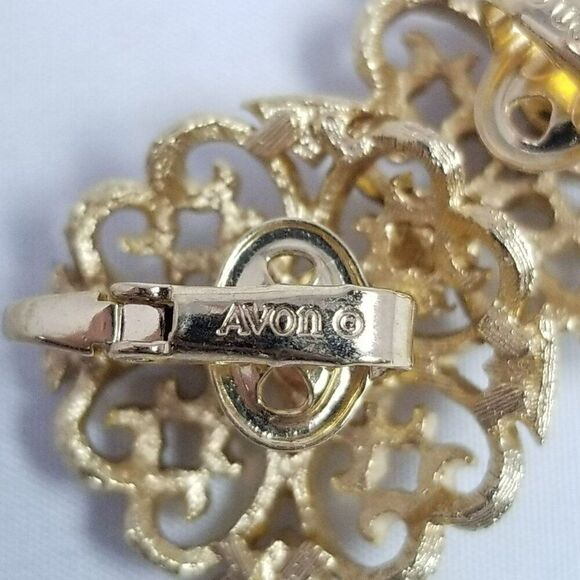 Vintage Avon Gold Tone Scroll Design Clip On Earrings, 80s Style, Signed, Estate - Picture 4 of 7